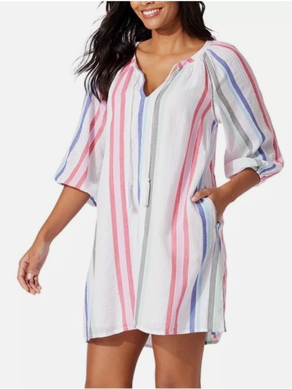 Tommy Bahama Multi Stripe Dobby Tunic Swim Cover-Up Size M